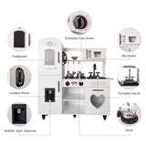 TaoHFE Play Kitchen Kitchen Set for Kids Wooden Toy Kitchen Sets for Boys Gift White Kitchen for Toddlers Kids Kitchen Playset Toys Kitchen Set for Kids Age 3+ Pretend Play with Lights & Sounds TaoHFE