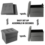 ALASDO Ottoman Storage Ottoman Footrest with Side Pocket Folding Ottoman with Srorage Small Ottoman for Living Room Study Bedroom Grey L17W13H13inches ALASDO