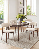 Homixis Dining Room Chairs Set of 4, Upholstered Farmhouse Dining Chairs, Modern Fabric Kitchen Chairs with Solid Wood Leg,Beige Homixis