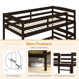 KOMFOTT Convertible Twin Over Twin Bunk Bed with Guardrail & Ladder, Space-Saving Wood Design KOMFOTT