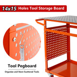 Welding Table Welding Cart 32''×24'',1200lbs Load Capacity Industrial Workbench with 5/8'' Holes Fixture Table with Wheels SGOLAN