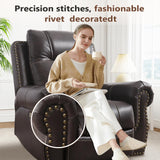 ANJ Electric Power Recliner Chair with USB Ports, Breathable Faux Leather Oversized Recliner with Comfortable Arms, Back and Headrest, Single Sofa for Living Room, Dark Brown ANJ