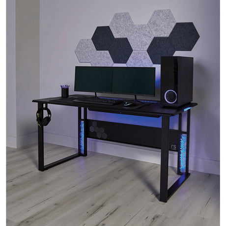 RS Gaming™ Mergence 60"W RGB Gaming Computer Desk With 10 Acoustic Panels, Black RS Gaming