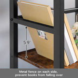 HOOBRO Rustic Brown 3-Tier Narrow Bookshelf & Record Storage Rack HOOBRO