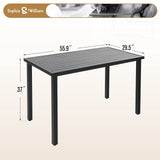 Sophia & William 37" Tall Patio Outdoor Bar Table, Metal Counter Height Dining Table with Wood Grain Tabletop, Adjustable Feet Mats, Rectangular Bistro Table with E-Coating for Porch Yard Lawn Sophia & William