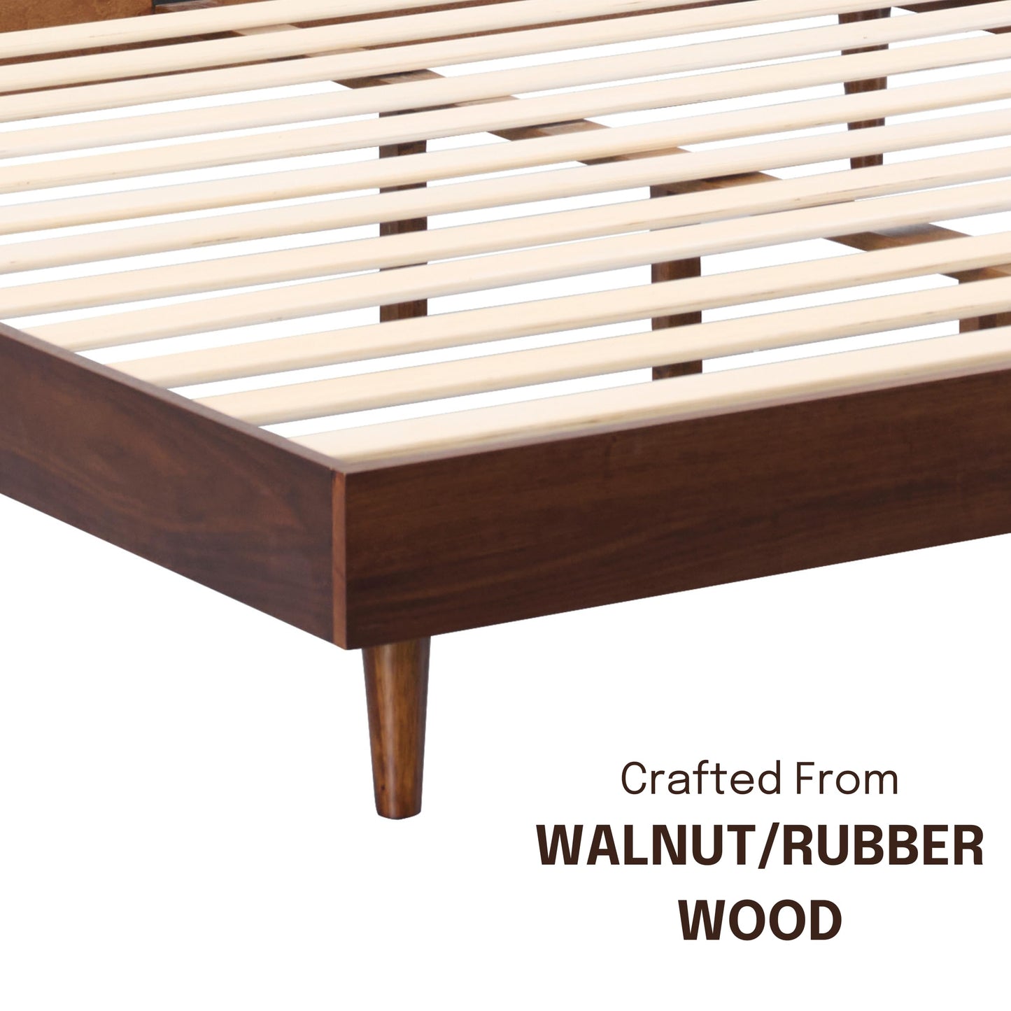 NTC Fly King Bed Frame - Dark Walnut, Modern Minimalistic Design with Silent Slats and Effortless Assembly - WoodArtSupply