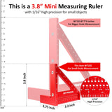 3.8＂Mini 3D Multi-Angle Measuring Square Ruler, WT102A High Precision Hole Scribing Woodworking Tools, 0-90° Aluminum Alloy Carpenter Square Wood Working Tools, Carpenter Pencils 6 Refills. ArtyMaster