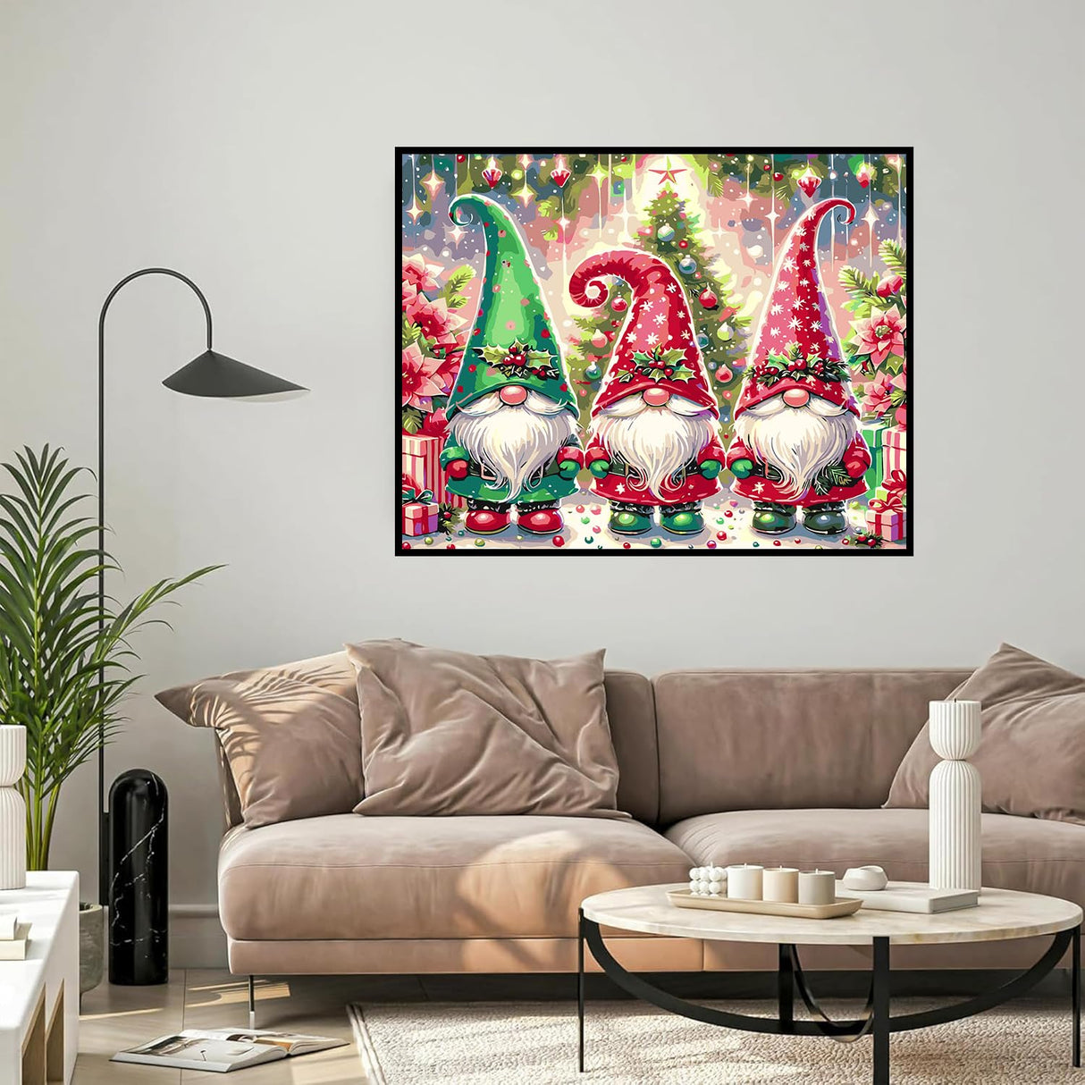 igoodom Paint by Numbers Kit for Adults – Christmas Gnome Adult Paint-by-Number on Canvas, DIY Acrylic Painting Set for Home Decor, 20x16in igoodom