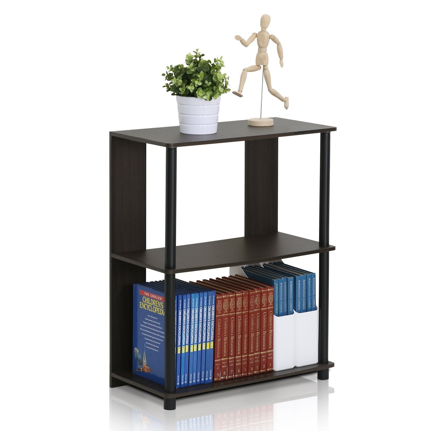 Furinno JAYA 3-Tier Walnut Bookcase with Simple Design - WoodArtSupply