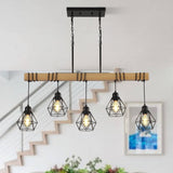 5-Light Kitchen Island Lighting,Modern Chandelier Over Table, Dining Room Light Fixture Hanging for Modern Farmhouse Linear Chandeliers Black Rustic Wood Ceiling Pendant Light Fixtures LmnLvn