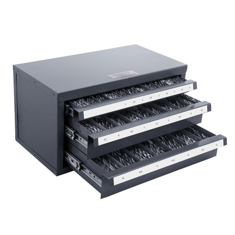 VEVOR Drill Bit Organizer - Three-Drawer Steel Cabinet for 1mm to 13mm, Labels, Stackable VEVOR