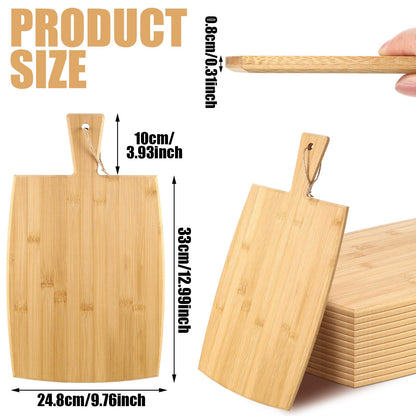 12 Packs Cutting Board Set Plain Chopping Board with Handles Large Serving Board Wooden Kitchen Cutting Board Bulk for Vegetables Meat Pizza Cheese Fruit Bread (17 x 10 Inch, Bamboo) - WoodArtSupply