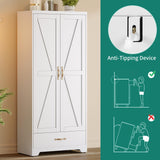 YITAHOME 62" Kitchen Pantry Cabinet, Metal Storage Cabinets with Adjustable Shelves, Farmhouse Pantry Organizer with Door and Drawer for Dining Living Room, White YITAHOME