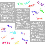 3 Pieces Plastic Painting Stencils 8 x 11 Inch Reusable Inspirational Word Stencils Template for Painting on Wood, Fabric, Paper, Wall DIY Drawing Craft Zonon