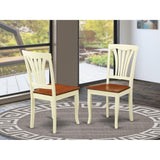 East West Furniture Avon Kitchen Dining Slat Back Solid Wood Seat Chairs, Set of 2, Buttermilk & Cherry East West Furniture
