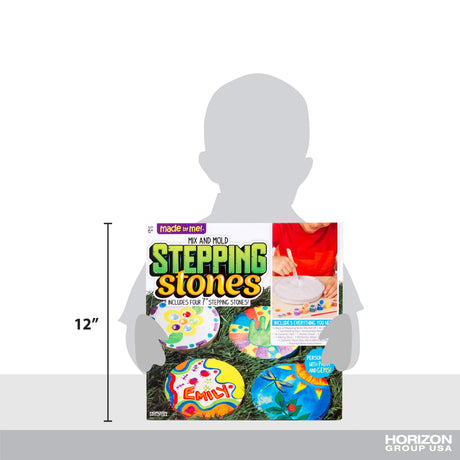 Made By Me Mix & Mold Your Own & Make 4 DIY Personalized Stepping Stones, Great Spring & Summer Weekend Activity, Perfect Keepsake, Birthday Party Idea for Kids Ages 5, 6, 7, 8, 9, Multicolor Made By Me