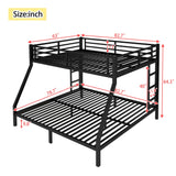Zyerch Queen Over King Bunk Bed with Stairs, Heavy Duty Sturdy Metal King Size Bunk Bed with 2 Ladders & Guardrail, Space-Saving/Noise Reduced/Easy to Assemble/No Box Spring Needed for Adults, Black Zyerch
