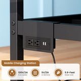 ANCTOR Twin Daybed with Storage Drawers, Corner Bed Frame with LED Lights and Charging Station for Living Room, Bedroom and Guest Room, Charcoal Grey ANCTOR