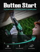 KIMO Hammer Drill - 20V 2X Battery Hammer Drill Cordless Drill Set, 3/8" Keyless Chuck, 350 In-lb Torque, 1350 RPM, 21+3 Position,14pcs Drill/Driver Bits, Power Drill Drivers for Brick Wall Concrete K I M O.