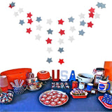 6 Pack Patriotic Star Streamers Garland Red White Blue Bunting Banner Paper Hanging Decorations for 4th of July American Independence Day Labor Day Holiday Memorial Day Party Supplies (50 Feet) TTSAM