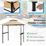 Giantex Grill Gazebo, 8ft x 5ft Grill Station with Canopy, Heavy Duty Steel Frame, 2 Side Shelves, 5 Hooks, 8 Ground Stakes, Outdoor Grill Shelter Barbecue Tent for Backyard Patio Camping (Beige) Giantex