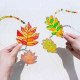 Winlyn 24 Sets Fall Leaf Suncatchers Ornaments Decorations DIY Window Paint Art Suncatchers Craft Kits Autumn Maple Leaf Sun Catchers for Kids Classroom Thanksgiving Harvest Party Art Project Winlyn
