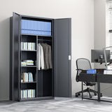 Athena Collection 72" Metal Storage Cabinet, 6 Tier Storage Cabinet with Hanging Rod and Removable Shelves, Lockable Tall Cabinet Tool Storage Unit Cabinet for Office Bedroom Garage, Gray Athena Collection