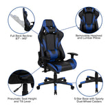 Flash Furniture X20 Gaming Chair Racing Office Ergonomic Computer PC Adjustable Swivel Chair with Fully Reclining Back in Blue LeatherSoft Flash Furniture