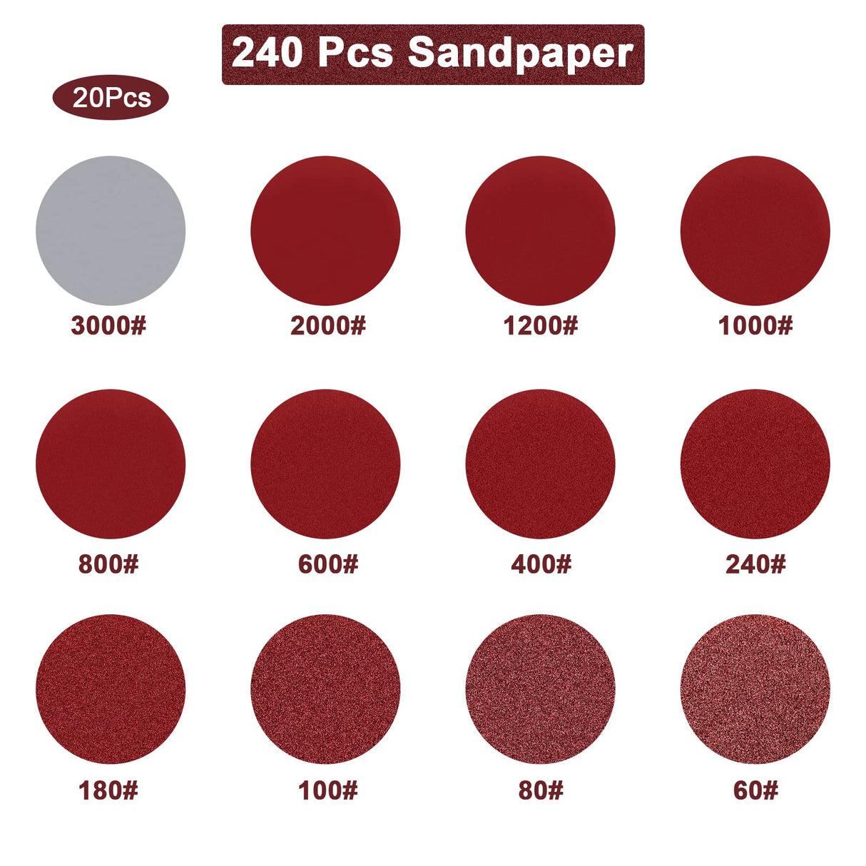 Windspeed 240+8 Pcs Sanding Discs Pad Kit, 2 Inch Die Grinder Sanding Disc Sander Attachment for Drill Sanding Attachment Rotary Sander Pads Include 60-3000 Grit Windspeed