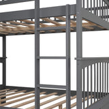 Harper & Bright Designs Full Over Full Wood Bunk Bed with Two Storage Drawers and Ladder, Convertible Storage Bunk Bed Can Be Divided Into Two Full Size Daybeds (Grey) Harper & Bright Designs