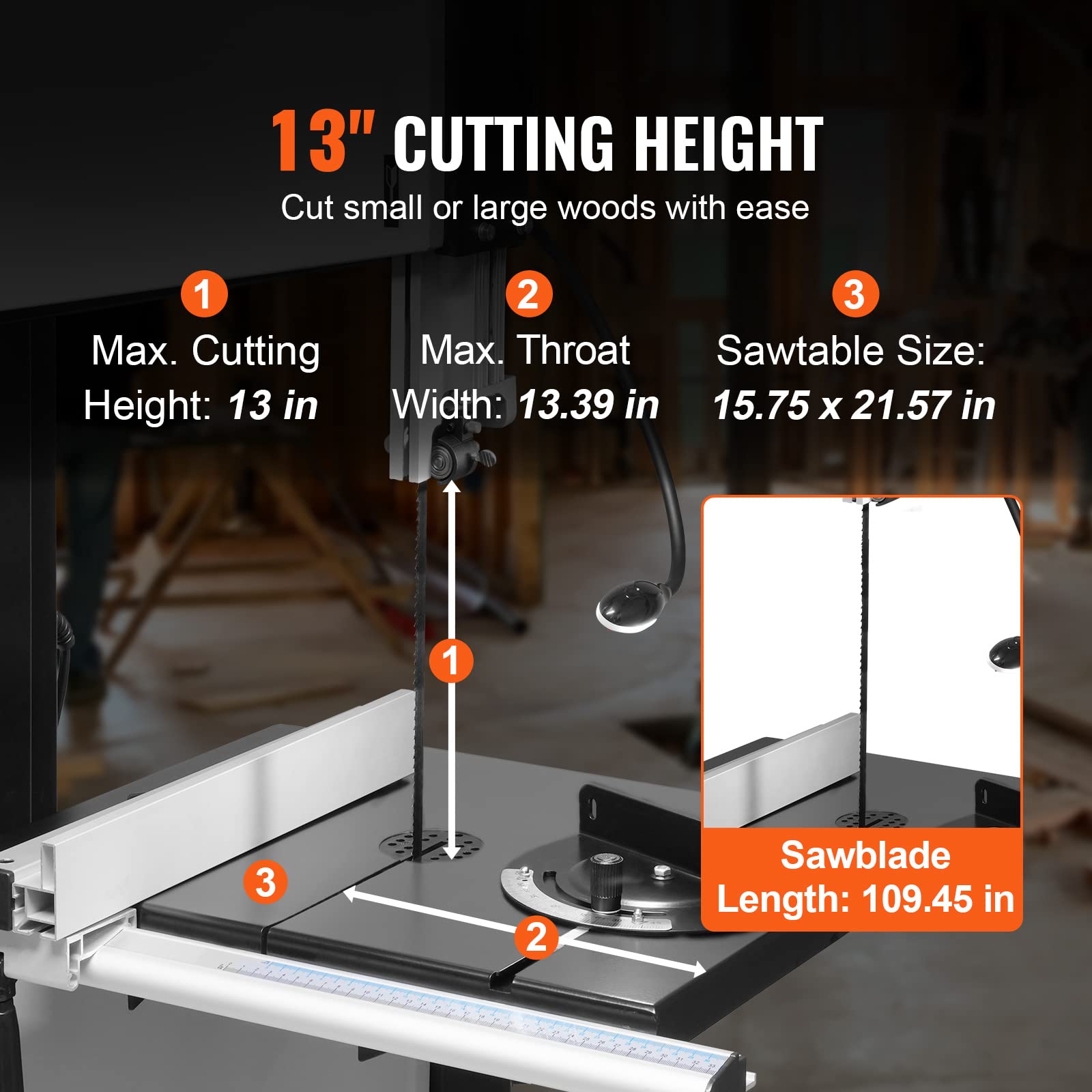 VEVOR Band Saw, 14-Inch, 480-960 RPM Continuously Viable Benchtop Bandsaw, 1100W 1-1/2HP Motor, with Optimized Work Light Workbench Stand Cabinet Assembly and Miter Gauge, for Woodworking Alu - WoodArtSupply