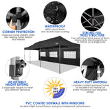 COBIZI 10x30 Heavy Duty Pop up Canopy with 8 sidewalls Stable Wedding Outdoor Tents for Parties Canopy Pop Up Party Tent UPF 50+ Waterproof Commercial Gazebo with Roller Bag, Black(Windproof Upgraded) COBIZI