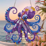 Celegoods Octopus Diamond Art Hanging Kits for Adults Beginners, Rhinestone Beads Acrylic Hanging Pendant Diamond Painting Dots Art Small Kits Hanging Decor, DIY Craft for Home Garden Decor Celegoods