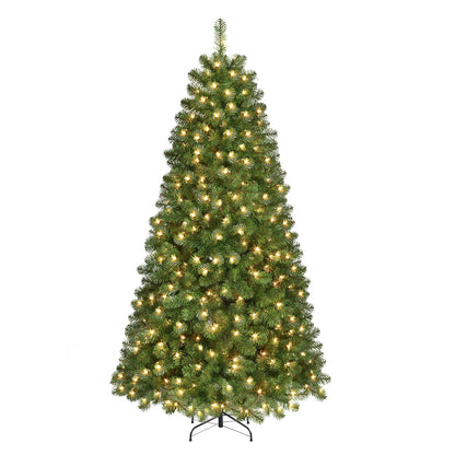 SHareconn 5ft Prelit Premium Artificial Hinged Christmas Tree with Pre-lit 150 Warm White Lights, 525 Branch Tips and Foldable Stand, Perfect Choice for Xmas Decoration, 5 FT, Green