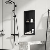 Bernkot Stainless Steel Shower Niche 24" X 12" Matte Black No Tile Needed Niche Shower with Double Shelves Recessed Wall Niches for Bathroom Space Saving Over Mount Installation Bernkot