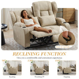 Loveseat Recliner Sofa,RV Couch 6'' Wall Hugger Recliners for Small Spaces,Fabric Reclining Loveseat Sofa Recliner with Cup Holders/Lumbar Pillows,RV Furniture (Beige, Loveseat) Generic