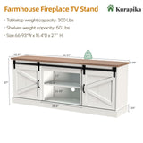 Kurapika Farmhouse TV Stand and Entertainment Center for TV Up to 75 Inch, with Adjustable Shelf and Sliding Barn Doors, Media Furniture with Storage Cabinet and Console Table, 67 Inch, White Kurapika