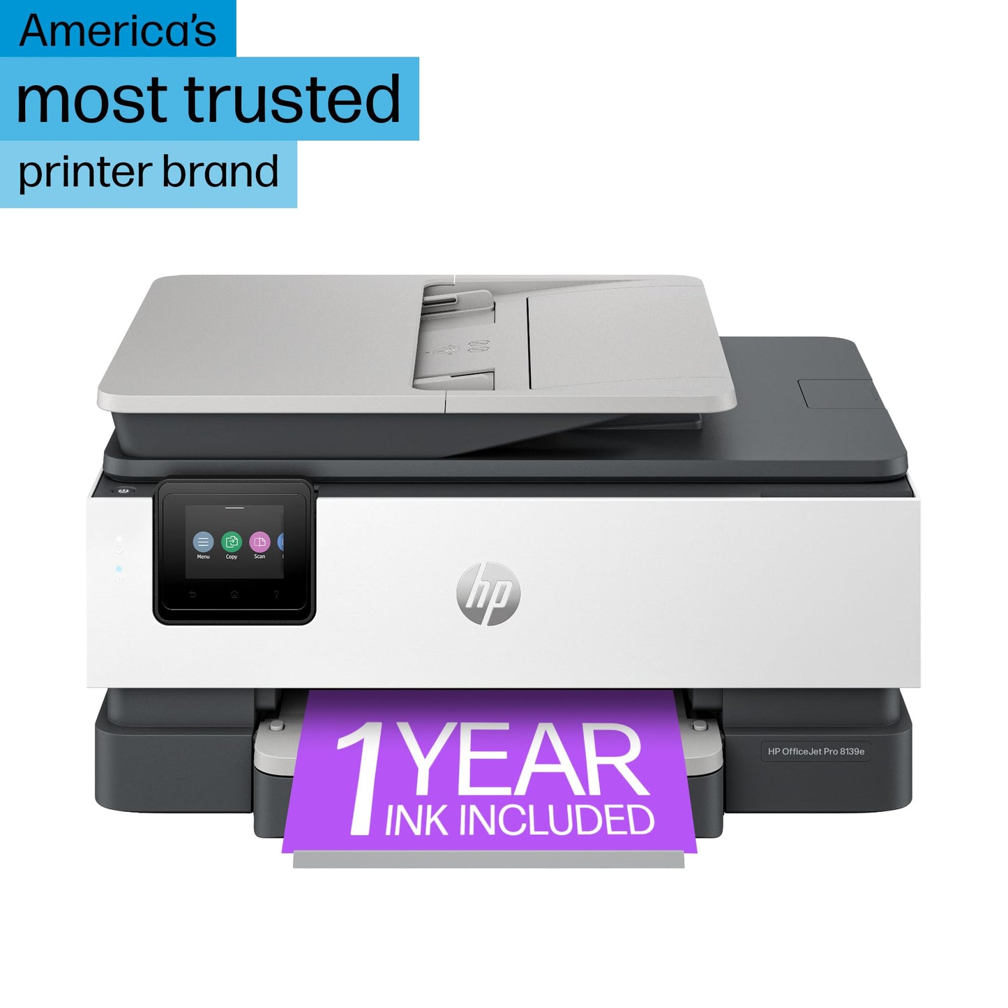 HP OfficeJet Pro 8139e Wireless All-in-One Color Inkjet Printer, Print, scan, Copy, fax, ADF, Duplex Printing Best-for-Home Office, 1 Year of Instant Ink Included