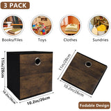 Sturdy Storage Bins with Exquisite Wood Grain Pattern,Thickened Fabric Cube Baskets,Open Container box for Organizer Shelf,Cabinet,Closet,Bookcase,Nursery,Office,Home,Storeroom,10.2x10.2x11in,Set of 3 KANCNT