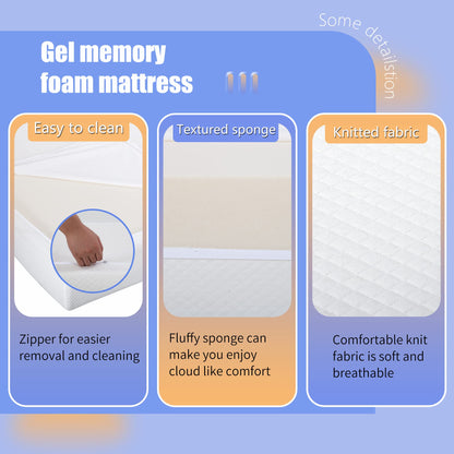 5/6/8/10/12-inch Gel Memory Foam Queen Size Mattresses in A Box Lucid Mattress for Cool Sleep & Pressure Relief Quee Size Mattresses Medium Firm Mattress,CertiPUR-US 80×60×12，White