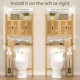 Cozivolife Bamboo Over-The-Toilet Storage Cabinet with Toilet Paper Holder and Four Doors Cozivolife