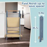Nordi Foldable Toddler Kitchen Tower, Kitchen Stool Helper, Standing Tower with 3 Adjustable Heights, Suitable Age for 1.5-6 Years, Montessori Kitchen Stools HARPPA