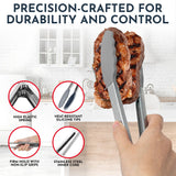 Silicone Kitchen Tongs for Cooking with Silicone Tips, Heat Resistant Tongs for Serving Food, 7-Inch, 9-Inch, 12-Inch Locking Silicone Tongs, Set of 3 Salad Tongs, Grey Kitchen Utensils Culinary Couture