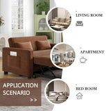 ECHINGLE Sleeper Sofa with Pull Out Sofa Bed,Corduroy Futon Sofa Bed with 3 Level Adjustable Backrest & Storage Pockets and 2 Toss Pillows,Modern Couch Bed for Living Room,Bedroom（Brown） ECHINGLE