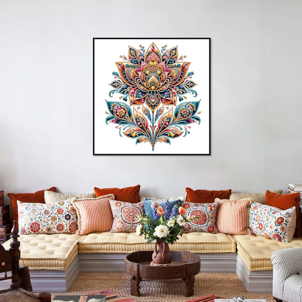 Stalente Diamond Painting Kits for Adults Flower, 5D Special Shape Diamond Art Kits for Beginners, Crystal Rhinestones Diamond Painting for Home Wall Decoration Gift 12×12inch, Lotus Stalente