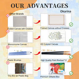 4 Pack Paint by Numbers Kit for Adults with Frame Cat, Framed Paint by Number for Adults Beginner with Wooden Easel, Green Plant DIY Painting by Numbers Canvas Framed for Home Decor 8 x 12 Inch Okarina