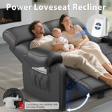 Duitrc Power Loveseat Recliner Sofa, Black PU Leather Zero Gravity Double Reclining RV Couch with USB & Type C Ports, Pillows, Side Pockets, 2 Seater for Living Room Duitrc