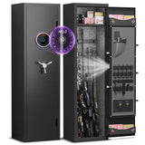 4-6 Gun Safe for Home Rifle and Pistols,54" Long Gun Safe Clearance,Quick Access Rifle Safe,Shotgun Rifle Safe, Biometric Long Gun Cabinets with Backlit Keypad,Dual Alarm System and 3 Gun Racks Omethey