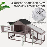 MEDEHOO Chicken Coop Expandable Chicken House for Outdoor with Wheels Nesting Box, Leakproof Pull-on Tray, and UV-Resistant Roof Panel - Brown MEDEHOO