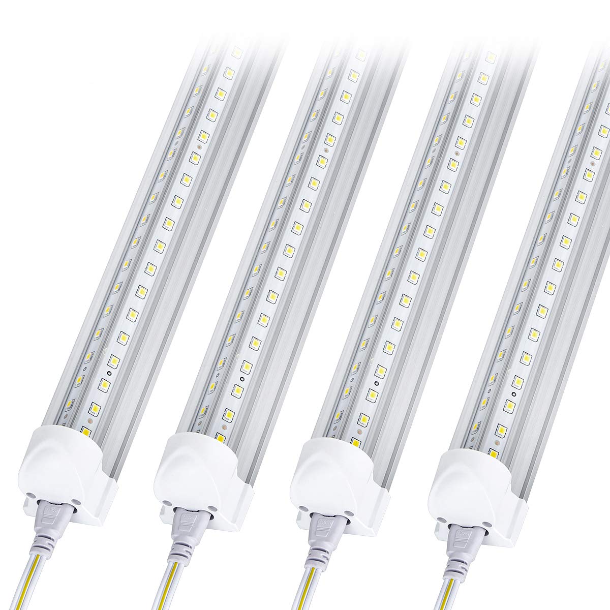 Singteam 10Pack 8Ft LED Shop Light Fixture, 90W Integrated LED Tube Light,10000LM, 6500K, Clear Cover,High Output,Double Row V Shape 270 Degree LED Lighting for Garage Warehouse Workshop Basement Singteam